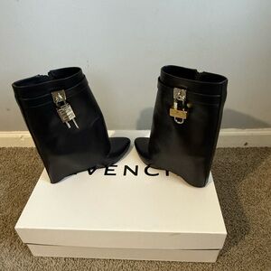 Givenchy Black Leather Boots with Lock Detail